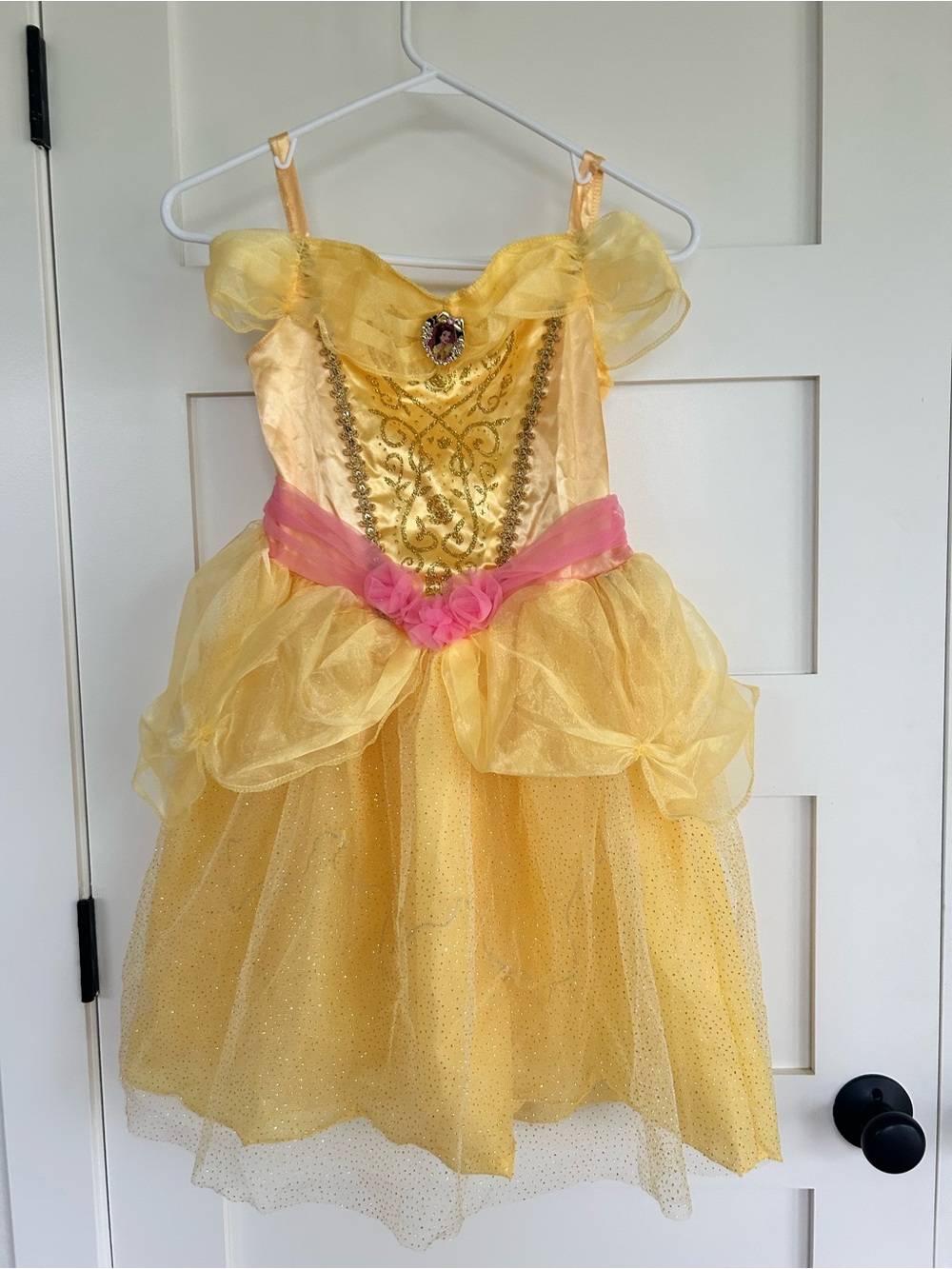 Girls Disney Princess Belle Yellow  Costume Dress Halloween Dress Up